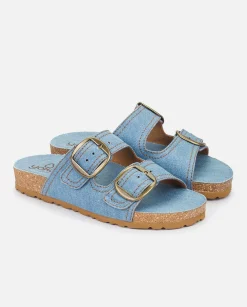 Femmes Yokono Sandales Plates*Sandale Plate Jerba-095-01 Bleu