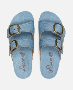 Femmes Yokono Sandales Plates*Sandale Plate Jerba-095-01 Bleu